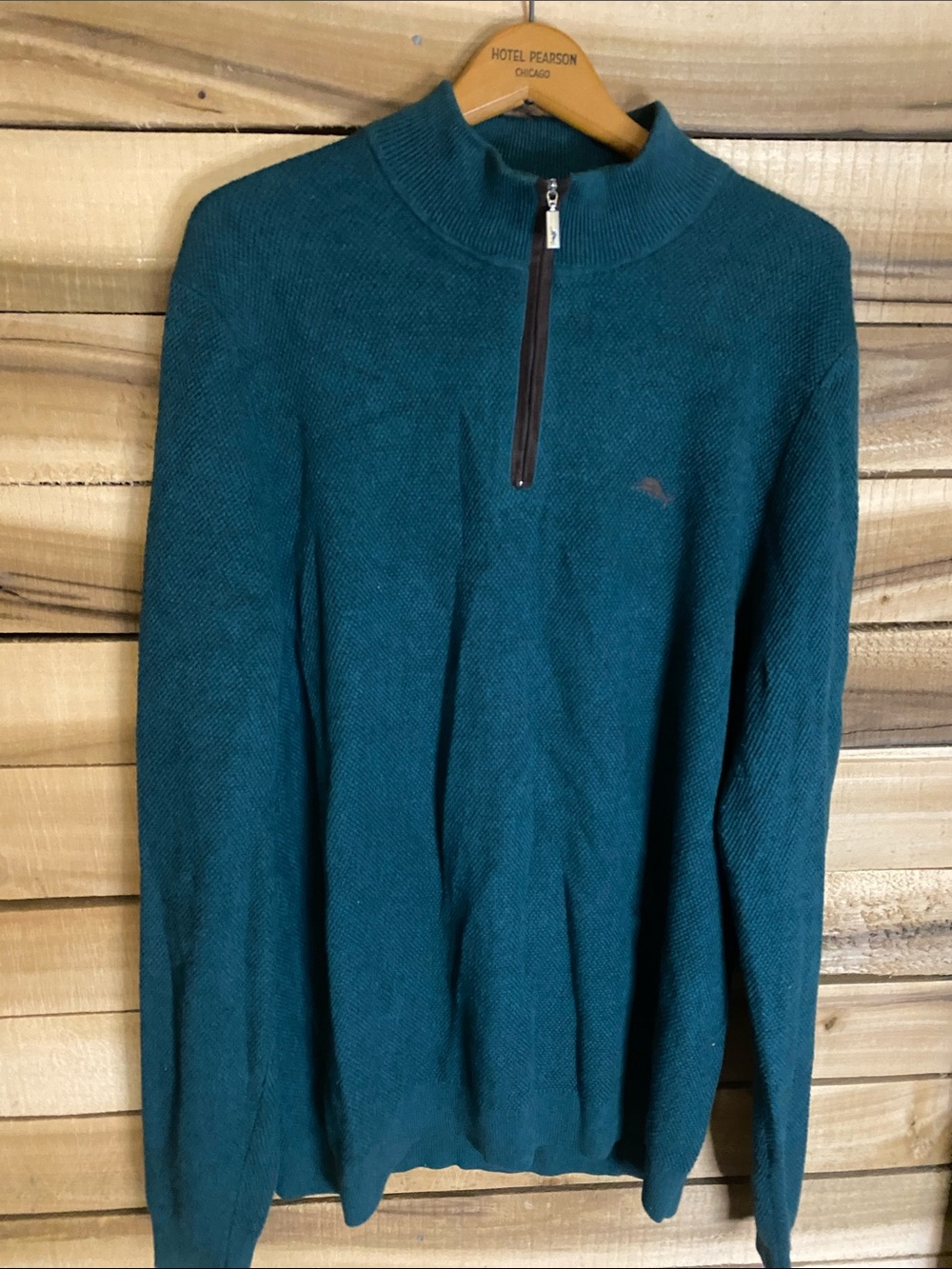 Tommy Bahama Green Zip-Up Mock Neck Sweater size LT